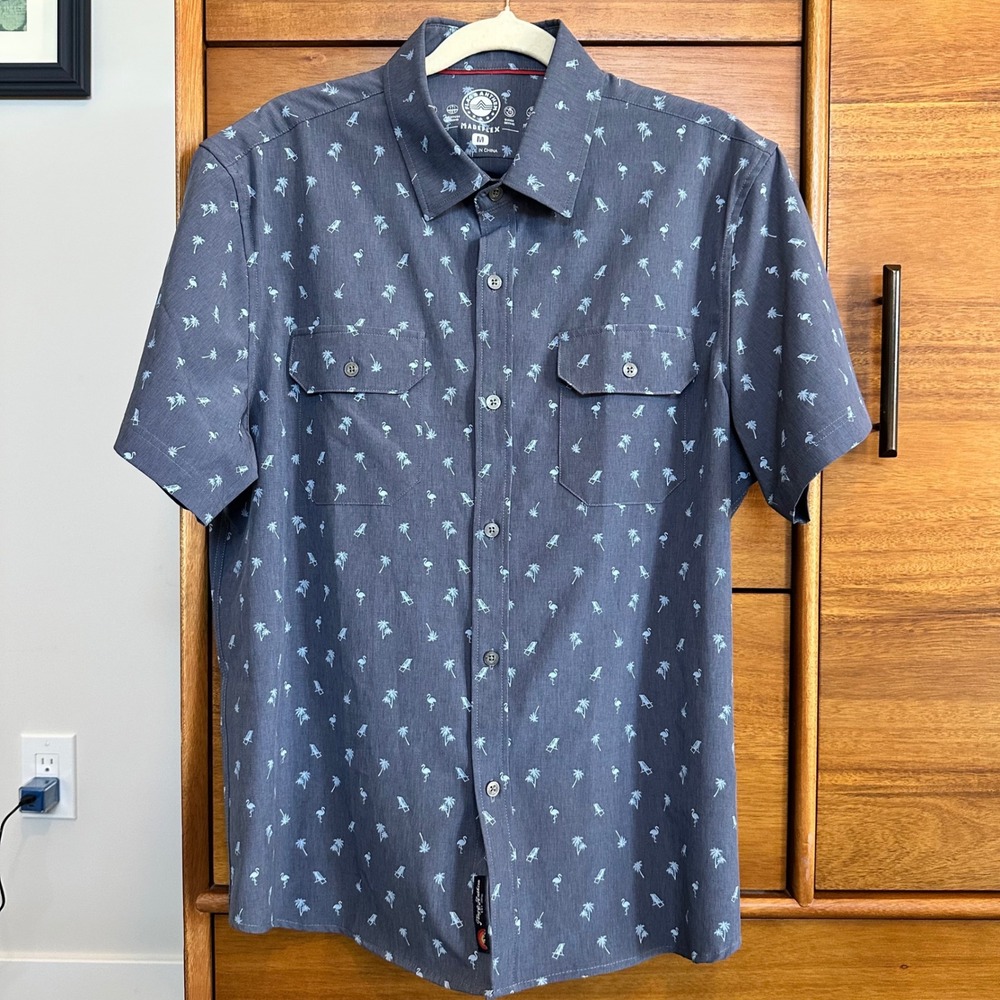 Flag & Anthem Madeflex Shirt Medium Gray Blue Excellent